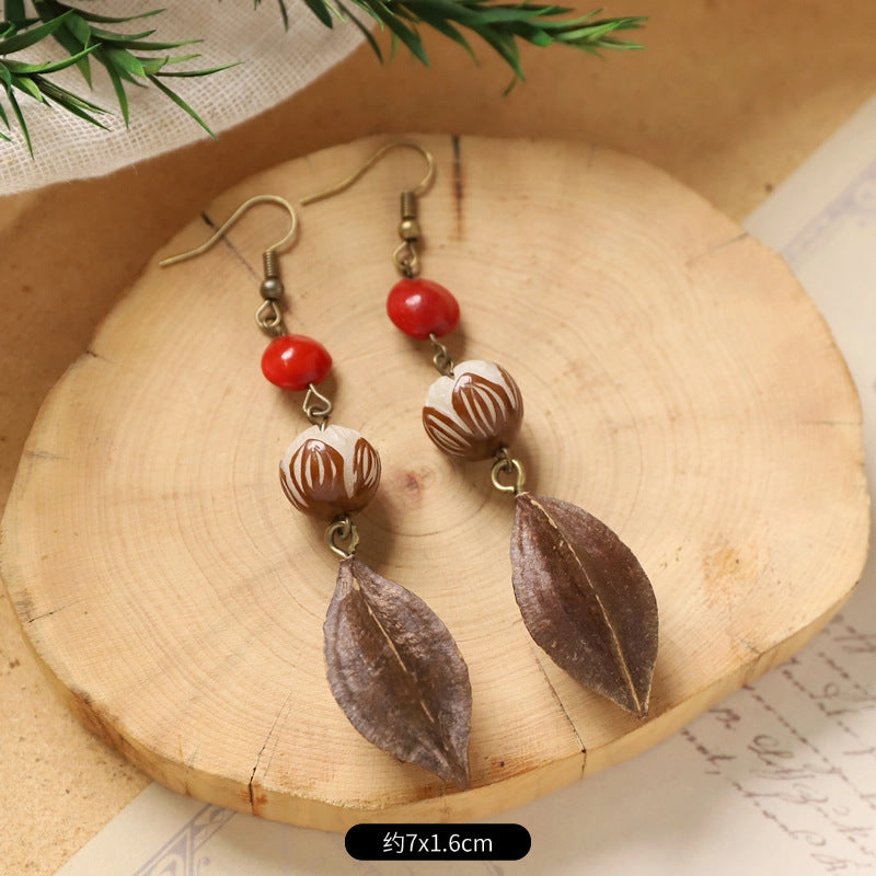 The Guardian’s Lotus | Red Bean & Sacred Peach Seed Earrings