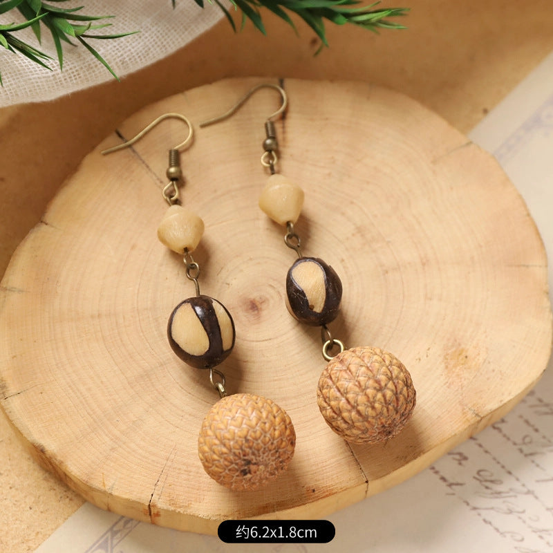 Bodhi Awakening | Lychee Nut & Zen Wood Wisdom Earrings