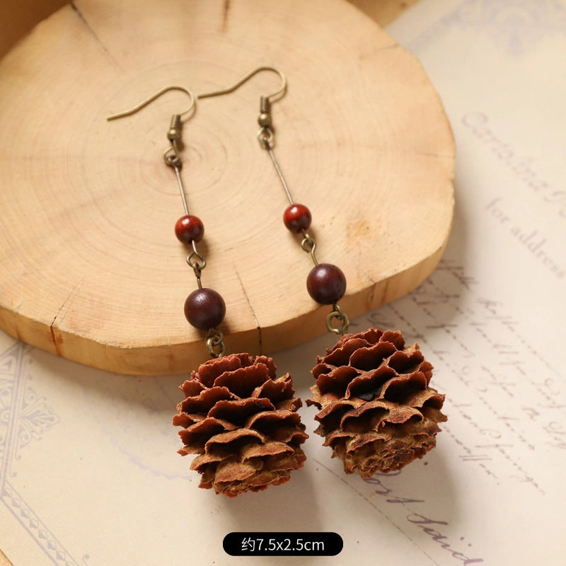 Ancient Echo | Double Sandalwood & Honeycomb Fruit Earrings