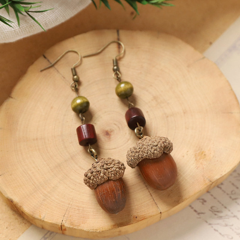 The Awakening Seed | Handcrafted Acorn & Eastern Energy Drop Earrings